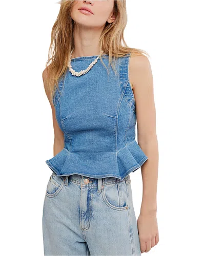 Free People Sunfaded Denim Top In Steel Blue