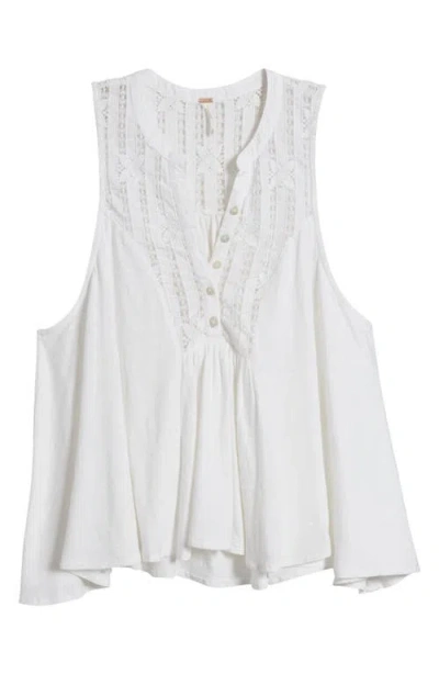 Free People Sunkissed Lace Inset Sleeveless Top In White
