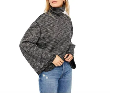 Free People Sunny Days Wide Sleeve Turtleneck Top In Night Star In Multicolor In Black