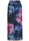 Free People Sunset Floral-print Chiffon Midi Skirt In Blue