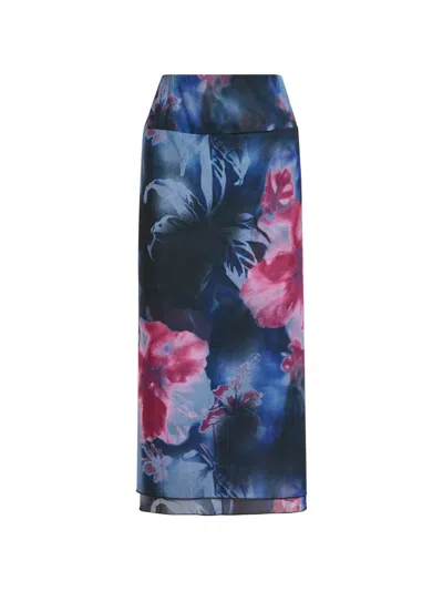 Free People Sunset Floral-print Skirt In Blue