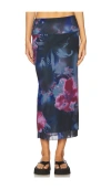 Free People Sunset Floral-print Chiffon Midi Skirt In Blue