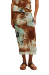 Free People Sunset Print Mesh Maxi Skirt In Multi