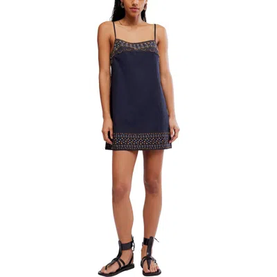 Free People Sunspell Beaded Minidress In Blue