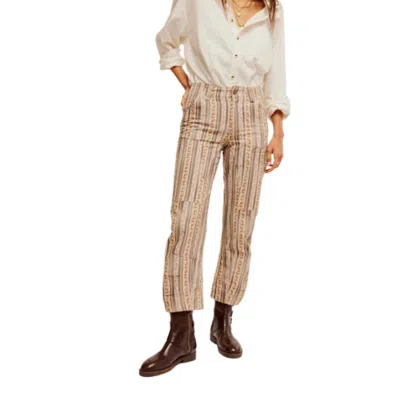 Free People Super Sonic Printed Slim Pants In Great Combo - Farmhouse In Sand