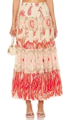 Free People Super Thrills Maxi Skirt In Sage Coral Combo In 鼠尾草拼接