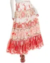 Free People Super Thrills Maxi Skirt In Sage Coral Combo In Green