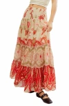 Free People Super Thrills Maxi Skirt In Sage Coral Combo In Sage Combo