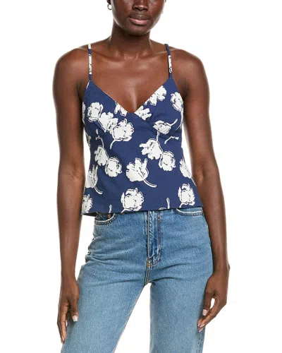 Free People Susie Printed Linen-blend Top In Blue