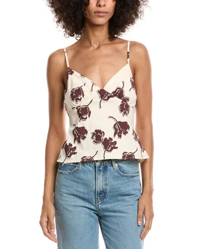 Free People Susie Printed Linen-blend Top In Sand