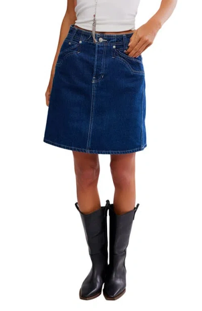 Free People Suzy Western Denim Skirt In Blue