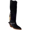 Free People Sway Low Knee High Boot In Black Suede