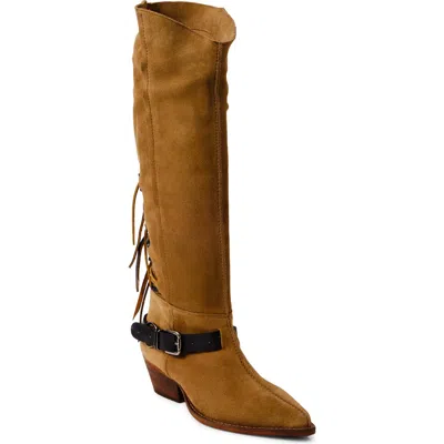 Free People Sway Low Knee High Boot In Military Taupe Suede