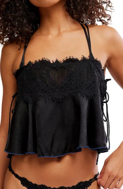 Free People Sweet Love Crop Pajama Camisole In Black