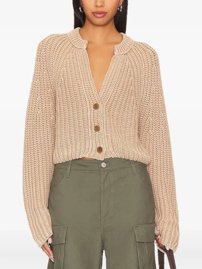 Free People Sweet Nothing Button-front Ribbed Cardigan In Neutral