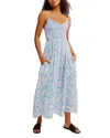 Free People Sweet Nothings Floral Print Sleeveless Maxi Sundress In Blue Vista Combo