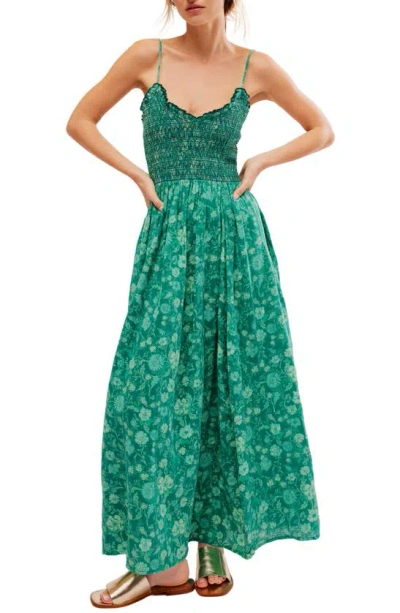 Free People Sweet Nothings Floral Print Sleeveless Maxi Sundress In Green