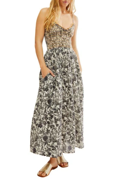 Free People Sweet Nothings Floral Print Sleeveless Maxi Sundress In Black