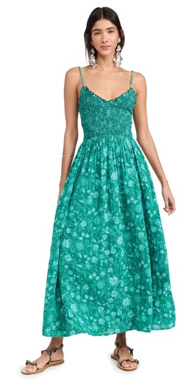 Free People Sweet Nothings Midi Dress Forest Combo In Green