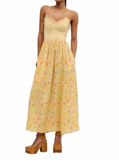 Free People Sweet Nothings Midi Dress In Lemon Icing Combo In Multi