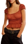 Free People Sweet On You Smocked Crop Top