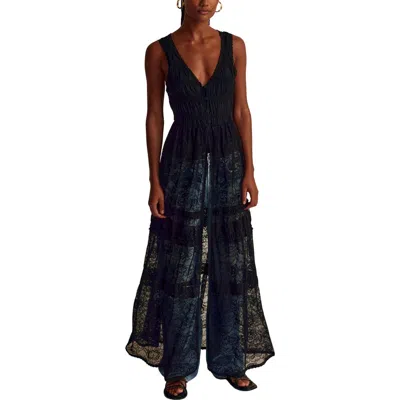 Free People Sweet Saloon Maxi Bodysuit In Black
