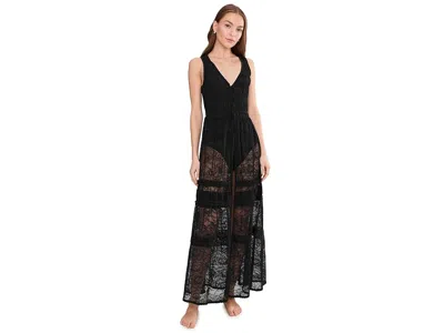 Free People Sweet Saloon Sleeveless Maxi Bodysuit In Black