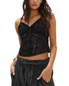 Free People Sweet Sammi Eyelet Embroidery Crop Top In Black