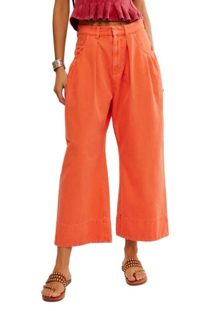 Free People Sweet Talk Wide Leg Chinos In Red Mango