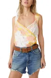 Free People Sweet Thing Mixed Print Cotton Bodysuit In Multi