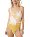 Free People Sweet Thing Bodysuit In Marigold Combo In Multi