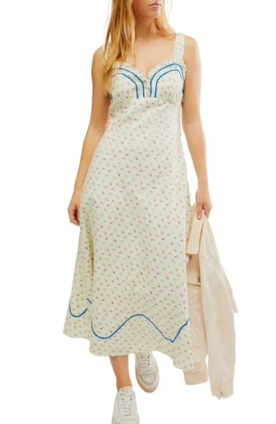 Free People Sweet Hearts Midi Dress In Ivory Combo