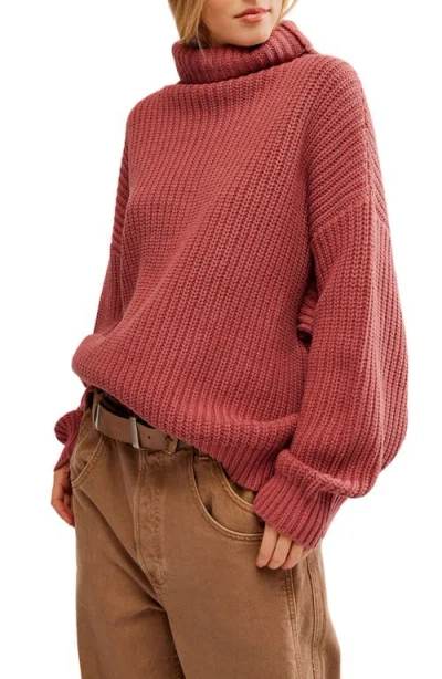 Free People Swim Too Deep Turtleneck Sweater In Marsala