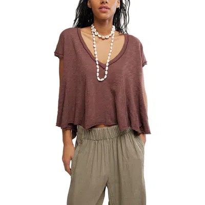 Free People Swing Along With Me Cotton & Linen Blend T-shirt In Brown
