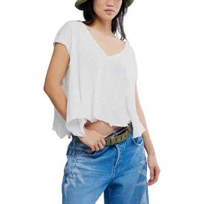 Free People Swing Along With Me Cotton & Linen Blend T-shirt In White