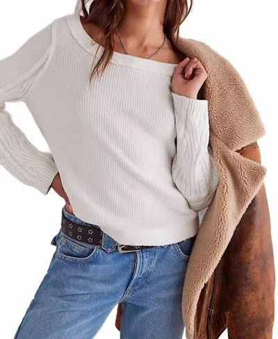 Free People Lapis Cuff Long Sleeve Blouse In Clean Ivory In White
