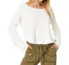 Free People Swinging Cable Cuff Sweater In Ivory Combo In White