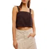 Free People Syd Grommet Crop Linen Blend Tank In Washed Black