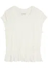 Free People Sylvie Shirred Cotton-blend T-shirt In White