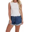 Free People Sylvie Smocked Ruffle Cropped Tee In White