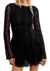 Free People Tabby Lace Long Sleeve Minidress In Black