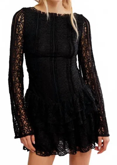 FREE PEOPLE TABBY LACE MINI DRESS IN BLACK