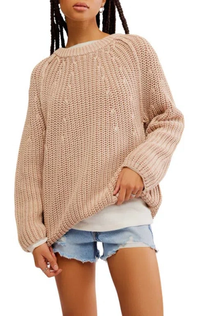 Free People Take Me Home Cotton Sweater In Sandcastle