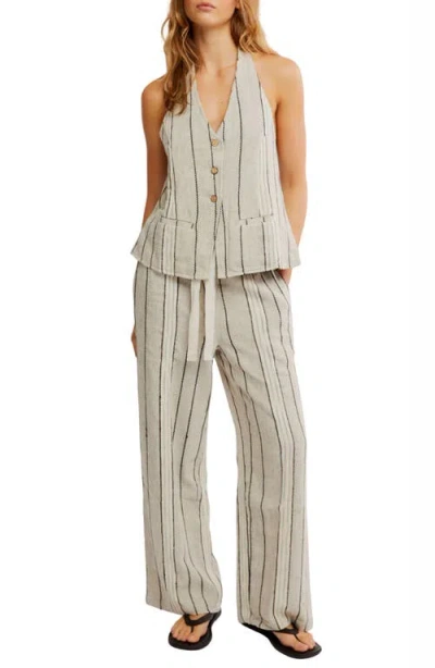 FREE PEOPLE FREE PEOPLE TAKE ME TO PARIS STRIPE HALTER VEST & PANTS SET
