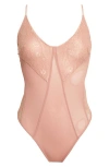 Free People Take My Number Lace & Mesh Bodysuit