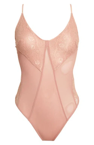 Free People Take My Number Lace & Mesh Bodysuit
