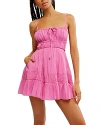 Free People Taking Sides Shirred Tiered Cotton Minidress In Island