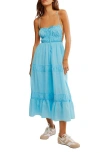 Free People Taking Sides Tiered Cotton Maxi Dress In Splash