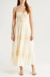 Free People Taking Sides Tiered Cotton Maxi Dress In Wet Plaster