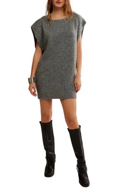 Free People Talia Sweater Mini Dress In Castle Grey Combo In Gray